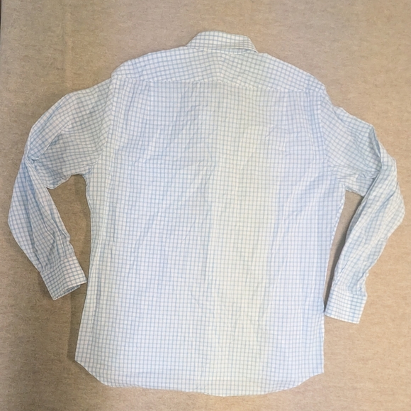 Peter Millar Sky Blue & White Checkered Cotton Button Down Shirt Mens Size 17-43 - Picture 7 of 7